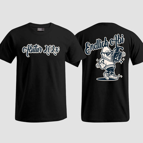 1060 "Endlich Abi" Abi T-Shirt beidseitig bedruckt