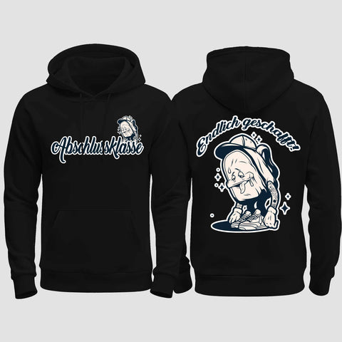 1058 "Endlich" Abschluss regular College Hoodie beidseitig bedruckt