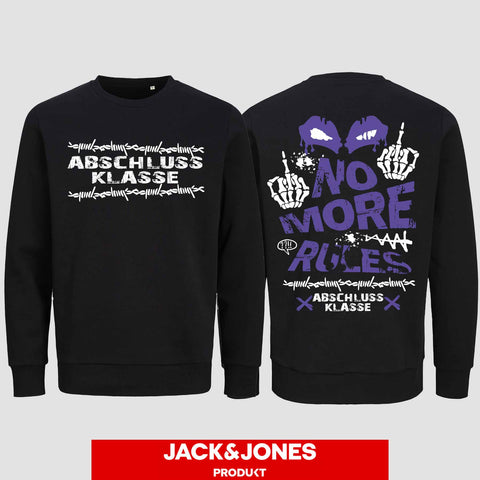 1051 "No more Rules" Abschluss Sweatshirt by Jack&Jones beidseitig bedruckt