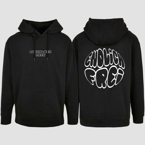 1036 "Endlich frei" Abschluss Oversize Hoodie beidseitig bedruckt