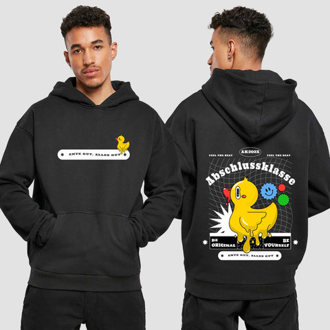 1053 "Ente gut, alles gut" Abschluss Premium Oversize Hoodie beidseitig bedruckt