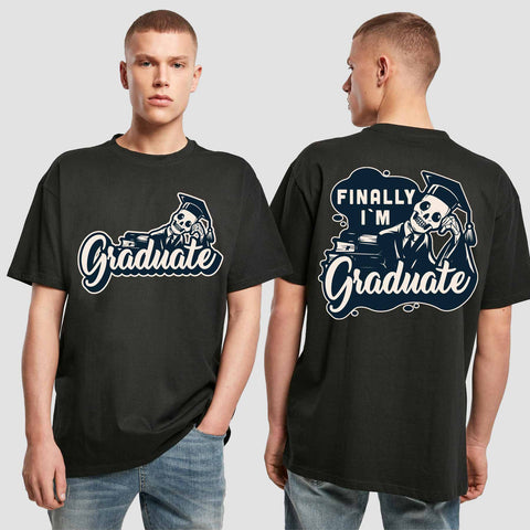 1059 "Finally" Abschluss Oversize T-Shirt beidseitig bedruckt