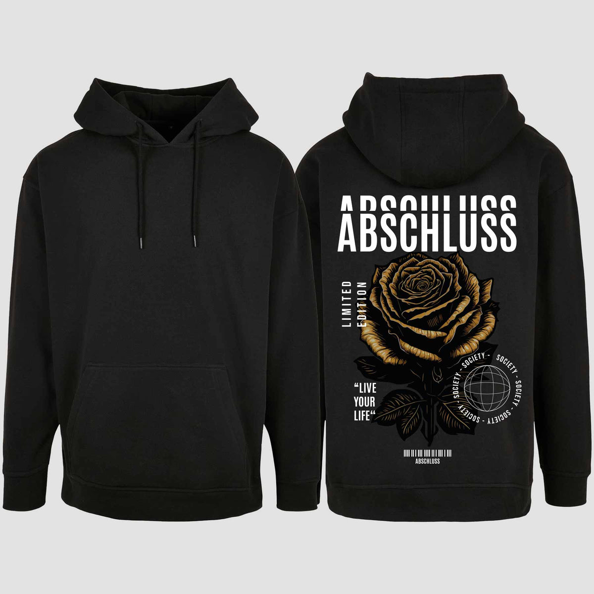 1041 "Abschluss Rose Streetwear" Abschluss Oversize Hoodie einseitig bedruckt
