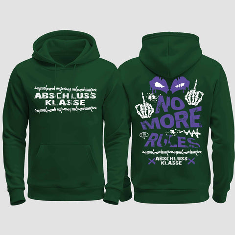 1051 "No more Rules" Abschluss regular College Hoodie beidseitig bedruckt