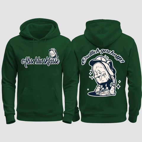 1058 "Endlich" Abschluss regular College Hoodie beidseitig bedruckt