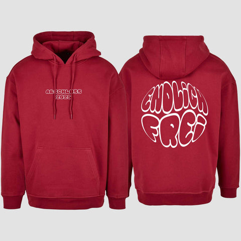 1036 "Endlich frei" Abschluss Oversize Hoodie beidseitig bedruckt