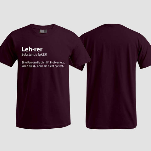 1049 "Definition Lehrer" Abschluss T-Shirt einseitig bedruckt