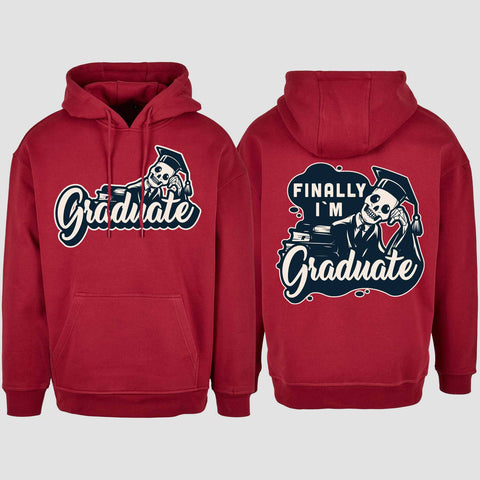 1059 "Finally" Abschluss Oversize Hoodie beidseitig bedruckt
