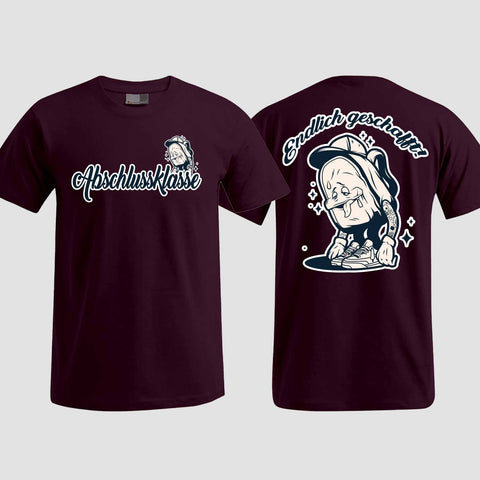1058 "Endlich" Abschluss T-Shirt beidseitig bedruckt