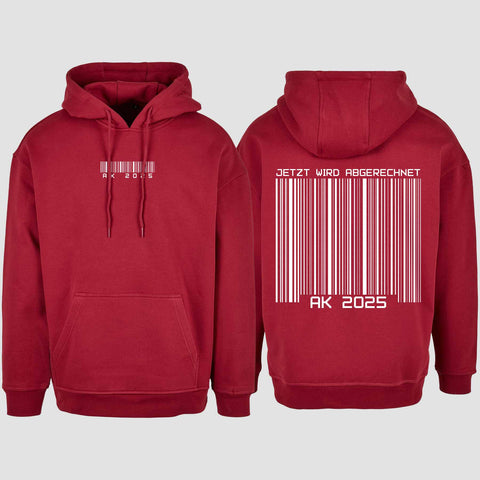 1027 "AK 2025 Barcode" Abschluss Oversize Hoodie beidseitig bedruckt