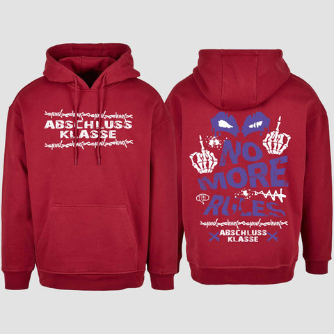 1051 "No more Rules" Abschluss Oversize Hoodie beidseitig bedruckt