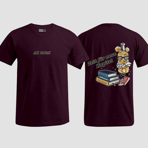1057 "neue Kapitel" Abschluss T-Shirt beidseitig bedruckt