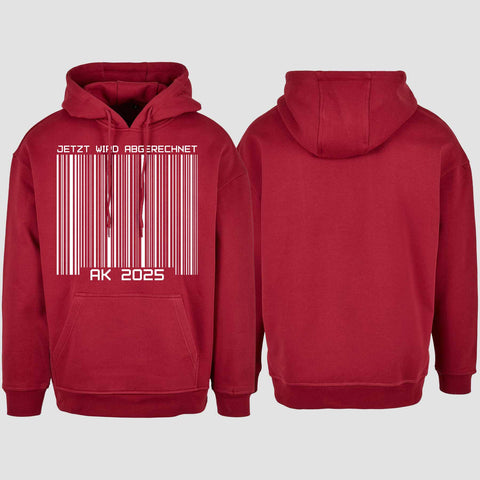 1026 "AK 2025 Barcode" Abschluss Oversize Hoodie einseitig bedruckt