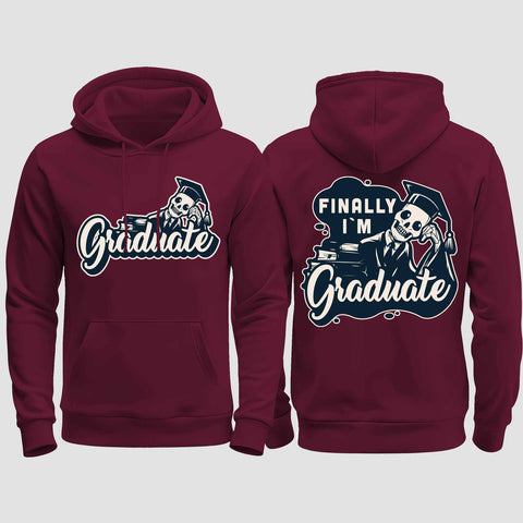 1059 "Finally" Abschluss regular College Hoodie beidseitig bedruckt