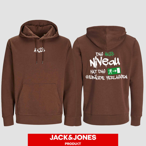 1035 "Das Niveau" Abschluss Hoodie by Jack&Jones beidseitig bedruckt