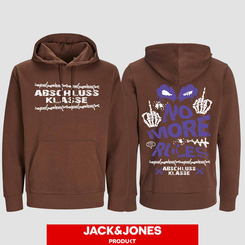 1051 "NO MORE RULES Streatwear" Abschluss Hoodie by Jack&Jones beidseitig bedruckt