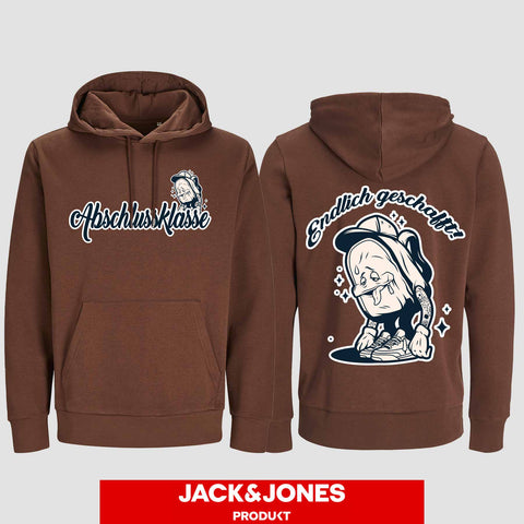 1058 "Endlich geschafft" Abschluss Hoodie by Jack&Jones beidseitig bedruckt