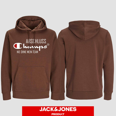 1028 "Champs - Nie ohne mein Team" Abschluss Hoodie by Jack&Jones einseitig bedruckt
