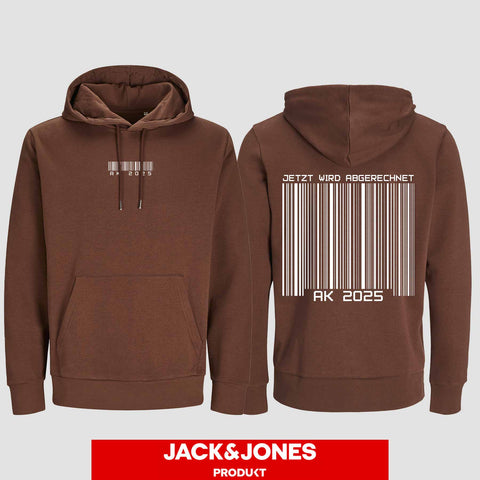1027 "Barcode" Abschluss Hoodie by Jack&Jones beidseitig bedruckt