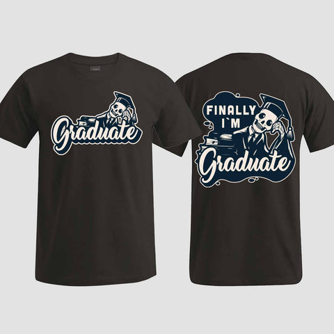 1059 "Finally" Abschluss T-Shirt beidseitig bedruckt