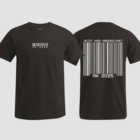 1027 "Barcode" Abschlussklasse T-Shirt beidseitig bedruckt