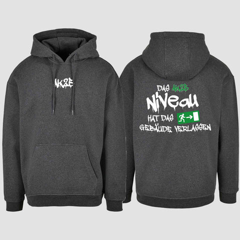 1035 "Das Niveau" Abschluss Oversize Hoodie beidseitig bedruckt