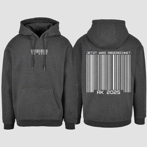 1027 "AK 2025 Barcode" Abschluss Oversize Hoodie beidseitig bedruckt
