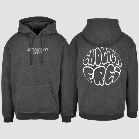 1036 "Endlich frei" Abschluss Oversize Hoodie beidseitig bedruckt