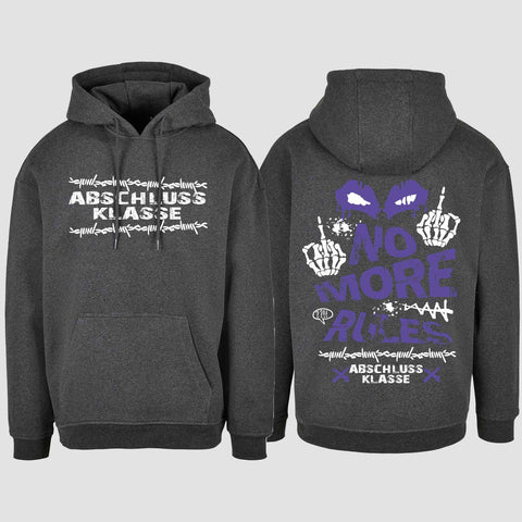 1051 "No more Rules" Abschluss Oversize Hoodie beidseitig bedruckt