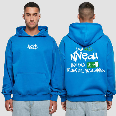 1035 "das Niveau" Abschluss Premium Oversize Hoodie beidseitig bedruckt