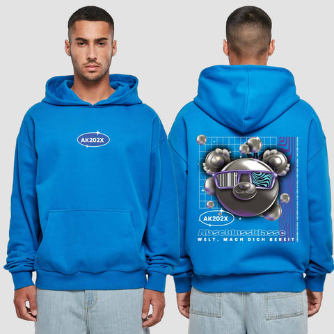 1055 "Welt, mach dich bereit" Abschluss Premium Oversize Hoodie beidseitig bedruckt