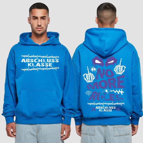 1051 "No more Rules" Abschluss Premium Oversize Hoodie beidseitig bedruckt