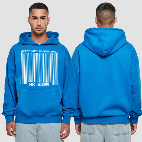 1026 "Barcode" Abschluss Premium Oversize Hoodie einseitig bedruckt