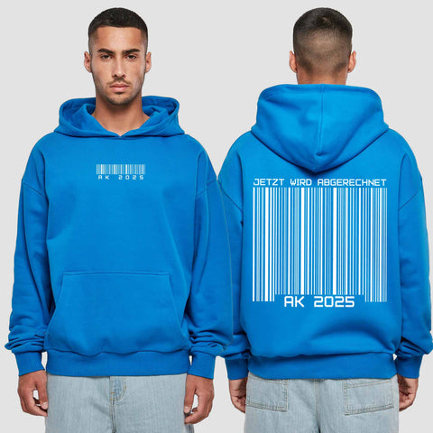 1027 "Barcode" Abschluss Premium Oversize Hoodie beidseitig bedruckt