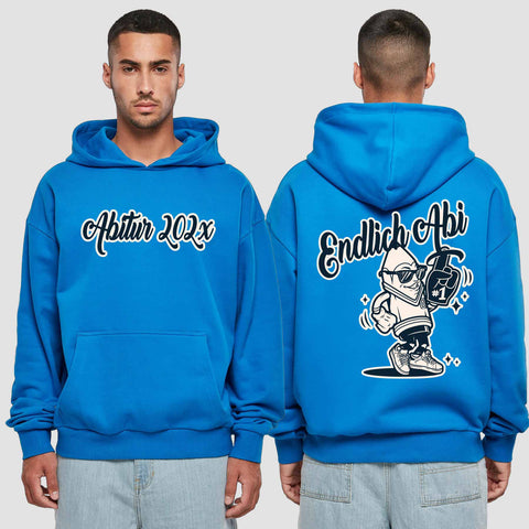 1060 "Endlich Abi" Abi Premium Oversize Hoodie beidseitig bedruckt