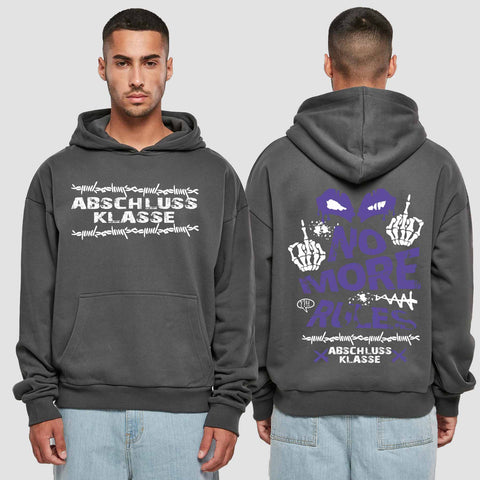 1051 "No more Rules" Abschluss Premium Oversize Hoodie beidseitig bedruckt