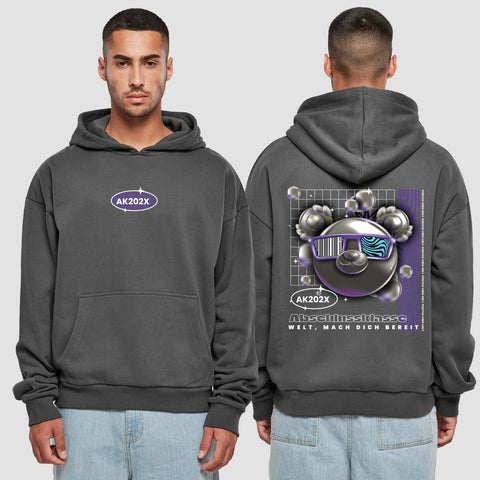 1055 "Welt, mach dich bereit" Abschluss Premium Oversize Hoodie beidseitig bedruckt