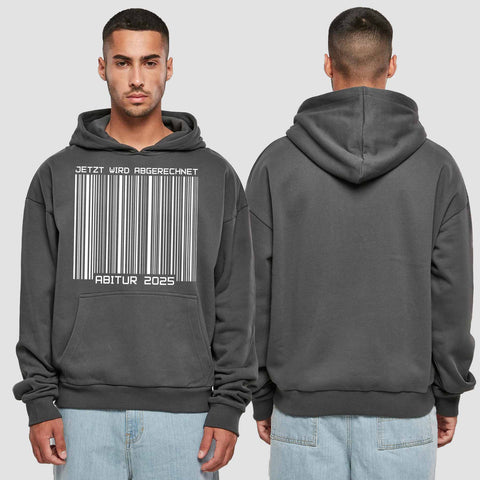 1025 "Barcode" Abi Premium Oversize Hoodie einseitig bedruckt