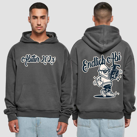 1060 "Endlich Abi" Abi Premium Oversize Hoodie beidseitig bedruckt