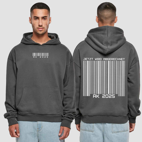 1027 "Barcode" Abschluss Premium Oversize Hoodie beidseitig bedruckt