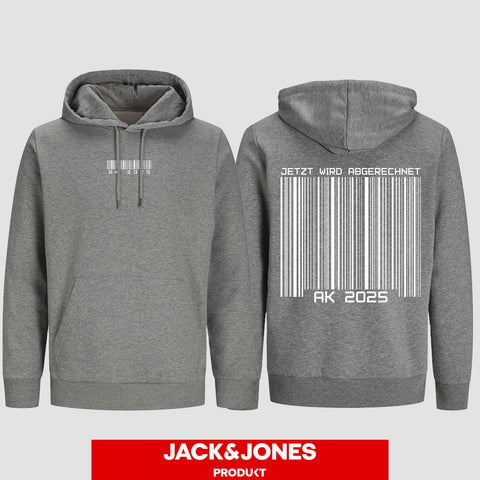1027 "Barcode" Abschluss Hoodie by Jack&Jones beidseitig bedruckt