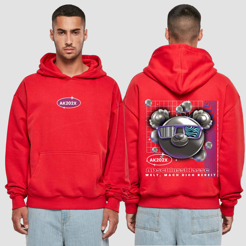 1055 "Welt, mach dich bereit" Abschluss Premium Oversize Hoodie beidseitig bedruckt