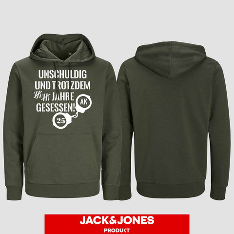 1008 "Unschuldig gesessen" Abschluss Hoodie by Jack&Jones einseitig bedruckt