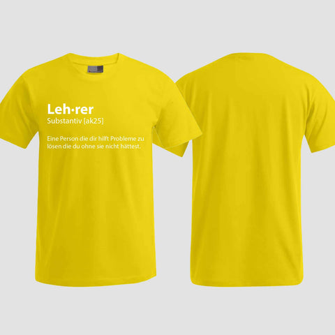 1049 "Definition Lehrer" Abschluss T-Shirt einseitig bedruckt