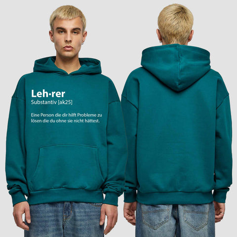 1049 "Definition Lehrer" Abschluss Premium Oversize Hoodie einseitig bedruckt