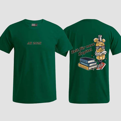 1057 "neue Kapitel" Abschluss T-Shirt beidseitig bedruckt