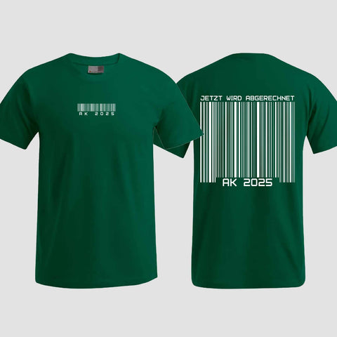 1027 "Barcode" Abschlussklasse T-Shirt beidseitig bedruckt