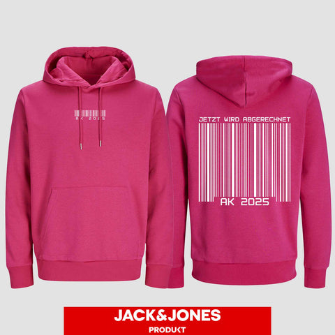 1027 "Barcode" Abschluss Hoodie by Jack&Jones beidseitig bedruckt