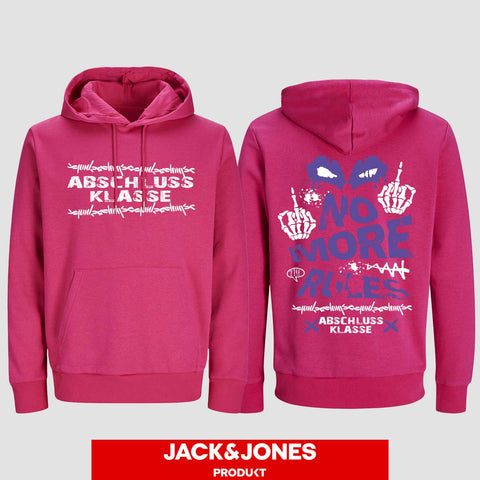 1051 "NO MORE RULES Streatwear" Abschluss Hoodie by Jack&Jones beidseitig bedruckt