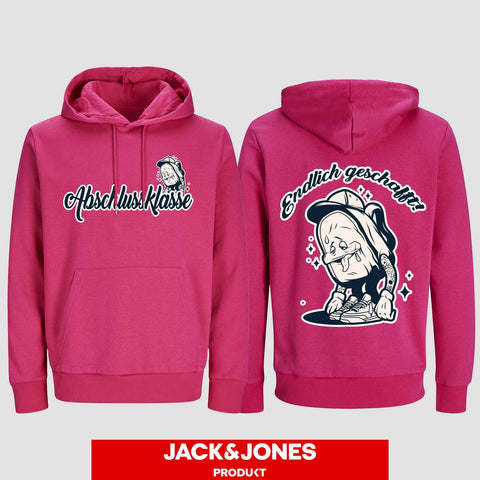 1058 "Endlich geschafft" Abschluss Hoodie by Jack&Jones beidseitig bedruckt